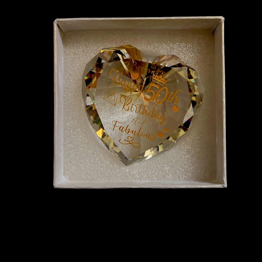 Happy 50th Birthday Heart Glass Gift